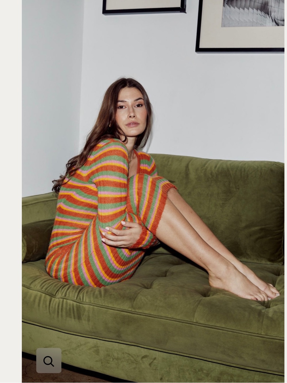 Lisa Says Gah Striped Rib Knit Midi Dress in Orange, Green, Pink - Picture 2 of 7